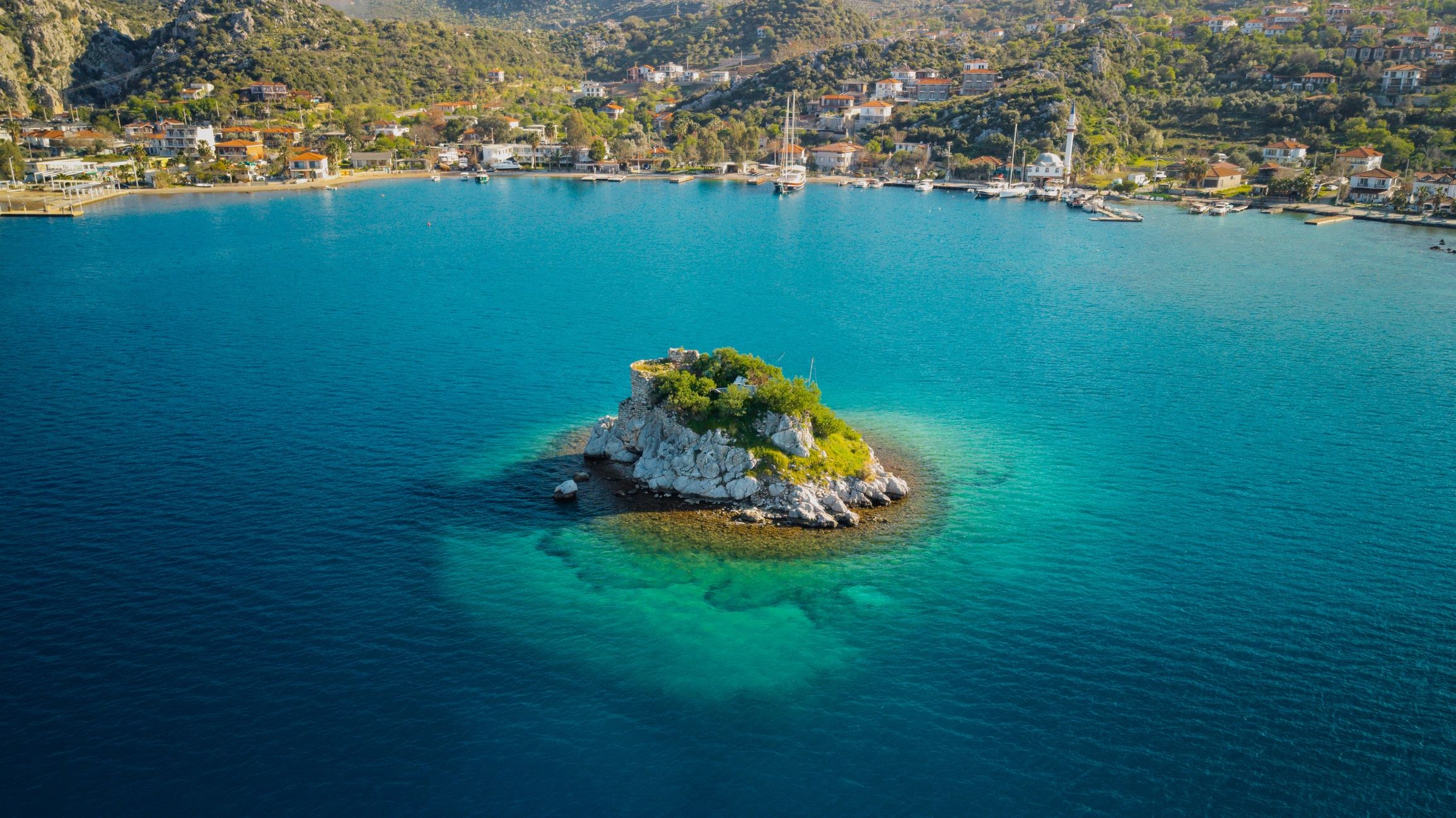 Coastal marine landscape viewed from above